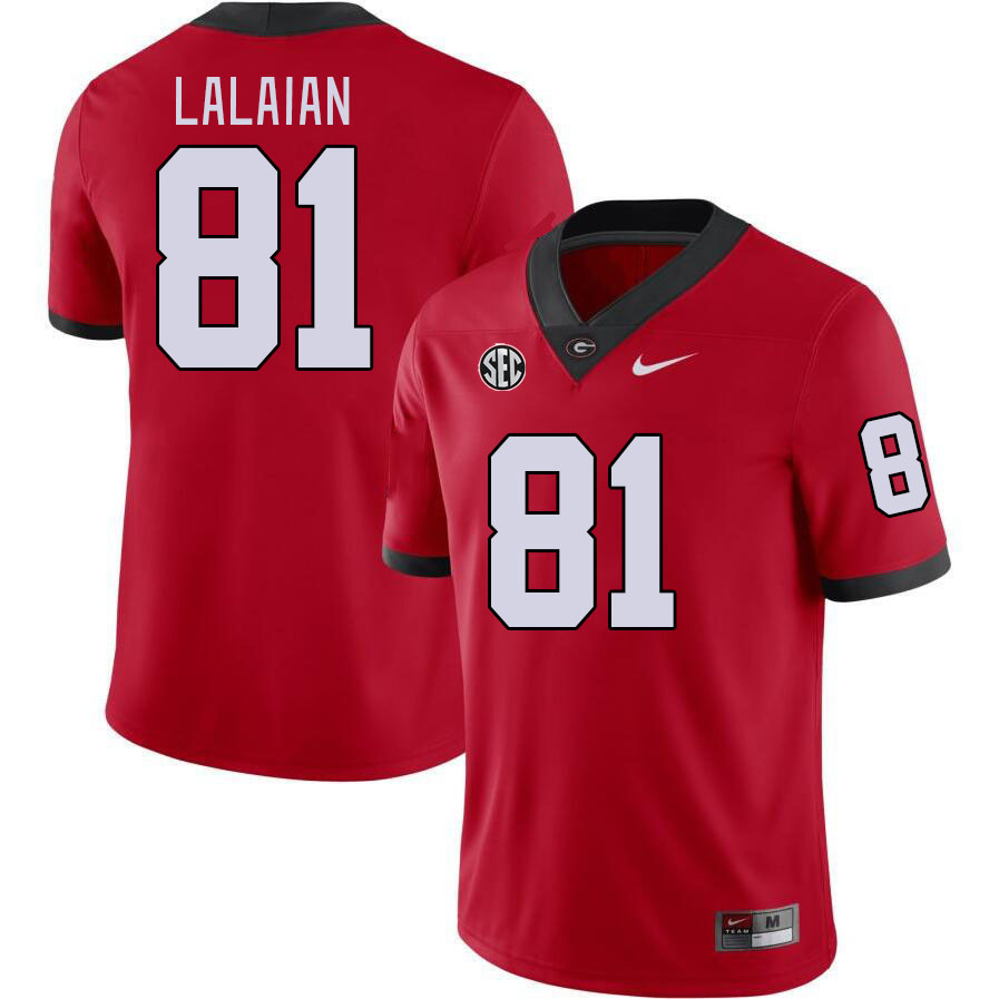 Georgia Bulldogs Men's David Lalaian #81 Red Stitched College UGA Football Jersey 23YD011YO